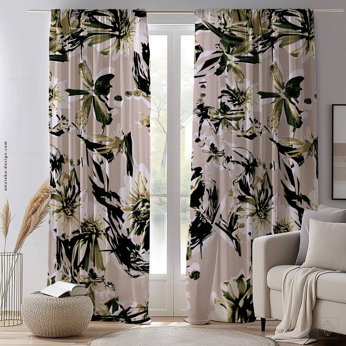 Abstract Orchid and Aster 260125A Seamless Pattern