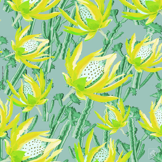 Exotic Cactus Flowers 190125A Seamless Pattern