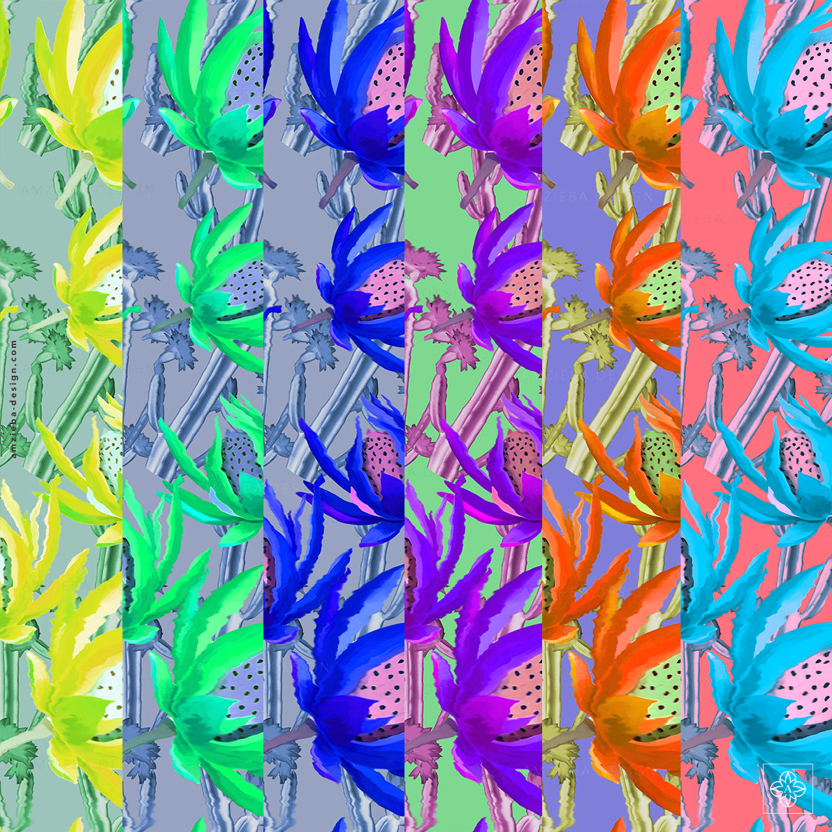 Exotic Cactus Flowers 190125A Seamless Pattern