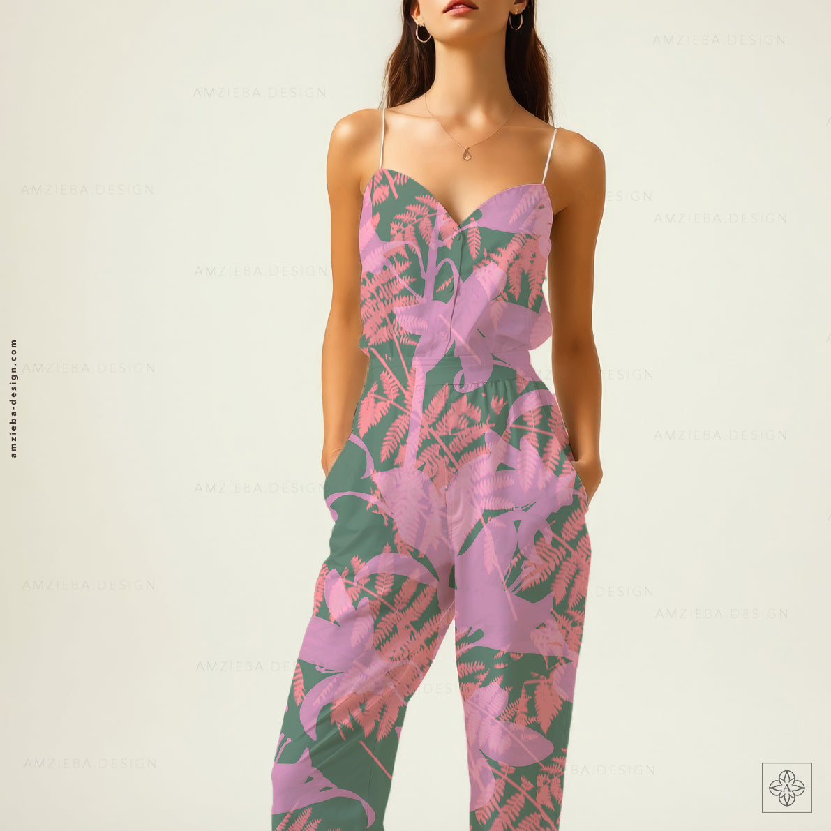 Fern lily flower 180125A Seamless Pattern