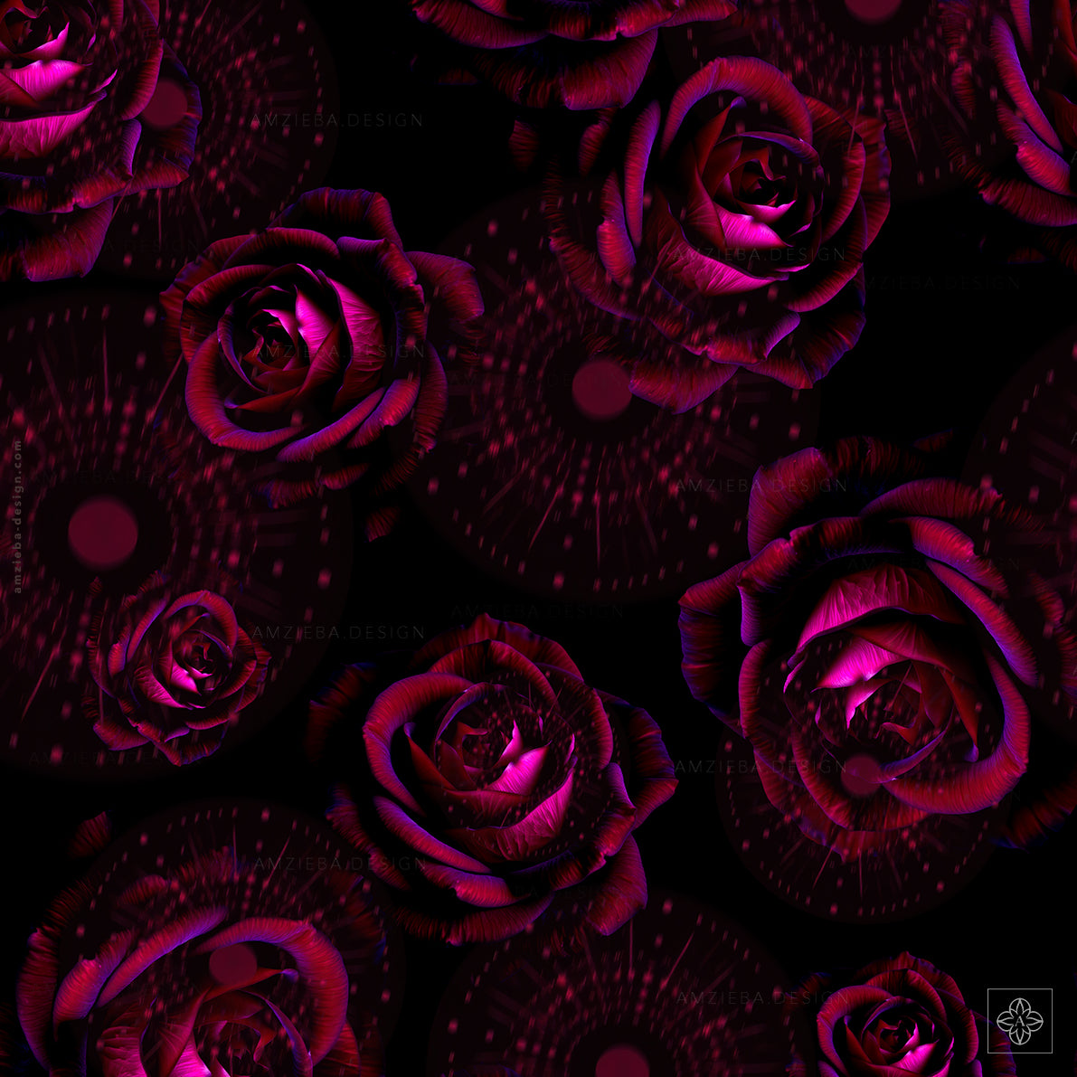 Roses and Circles 200125A Seamless Pattern