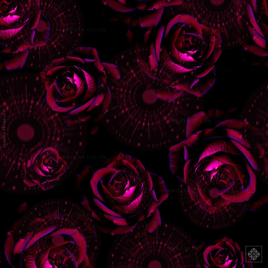 Roses and Circles 200125A Seamless Pattern