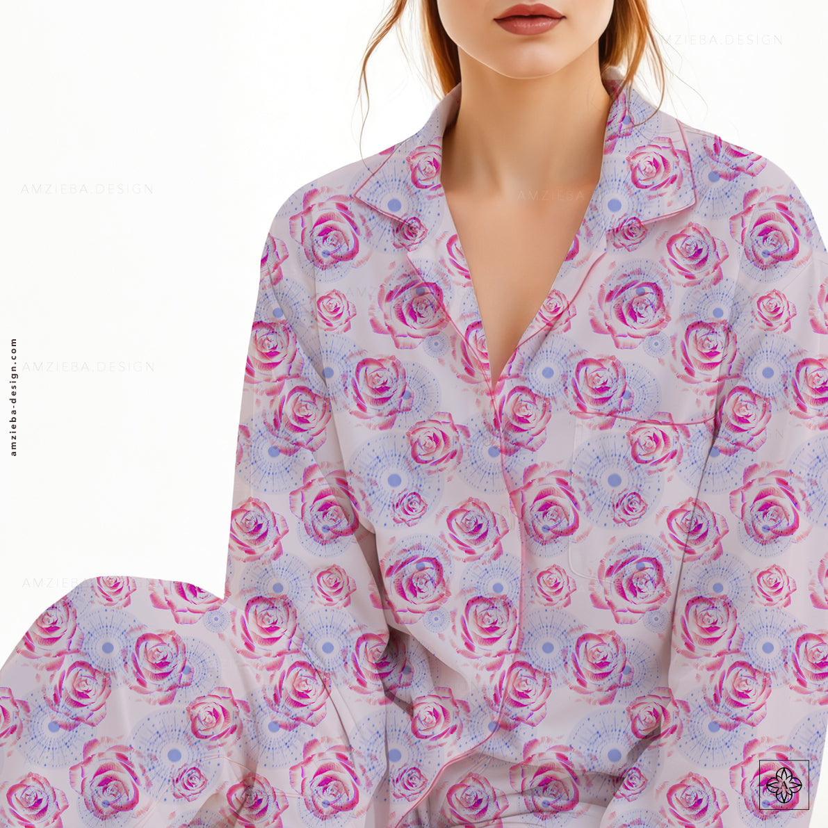 Roses and Circles 200125A Seamless Pattern