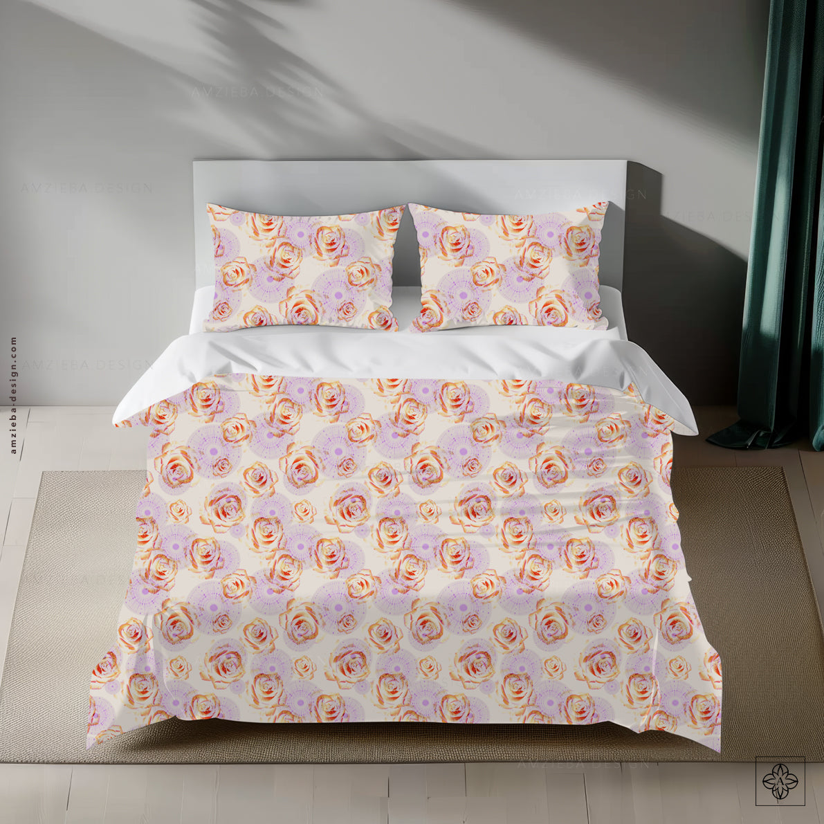 Roses and Circles 200125A Seamless Pattern