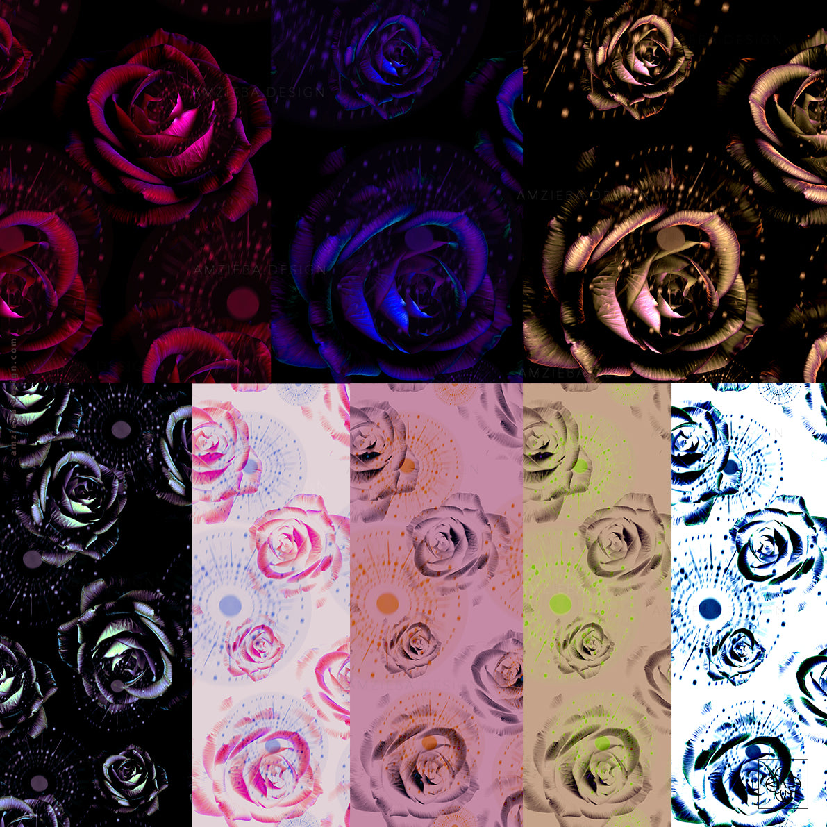 Roses and Circles 200125A Seamless Pattern