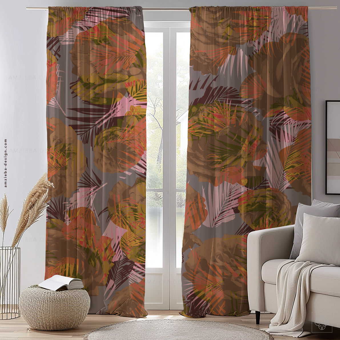 Roses and Palm Leaves 290125 Seamless Pattern