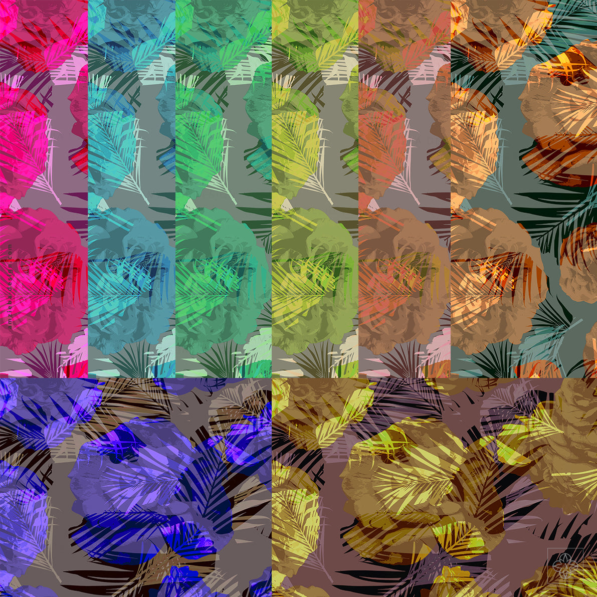 Roses and Palm Leaves 290125 Seamless Pattern