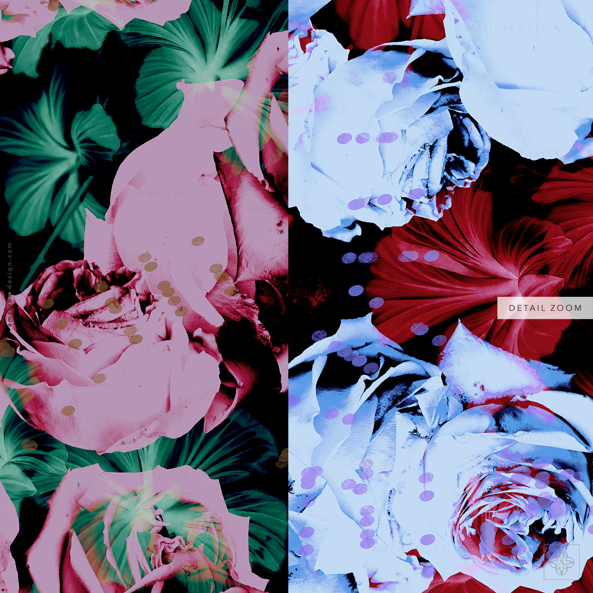 Roses Hibiscus Dots 280125A Seamless Pattern