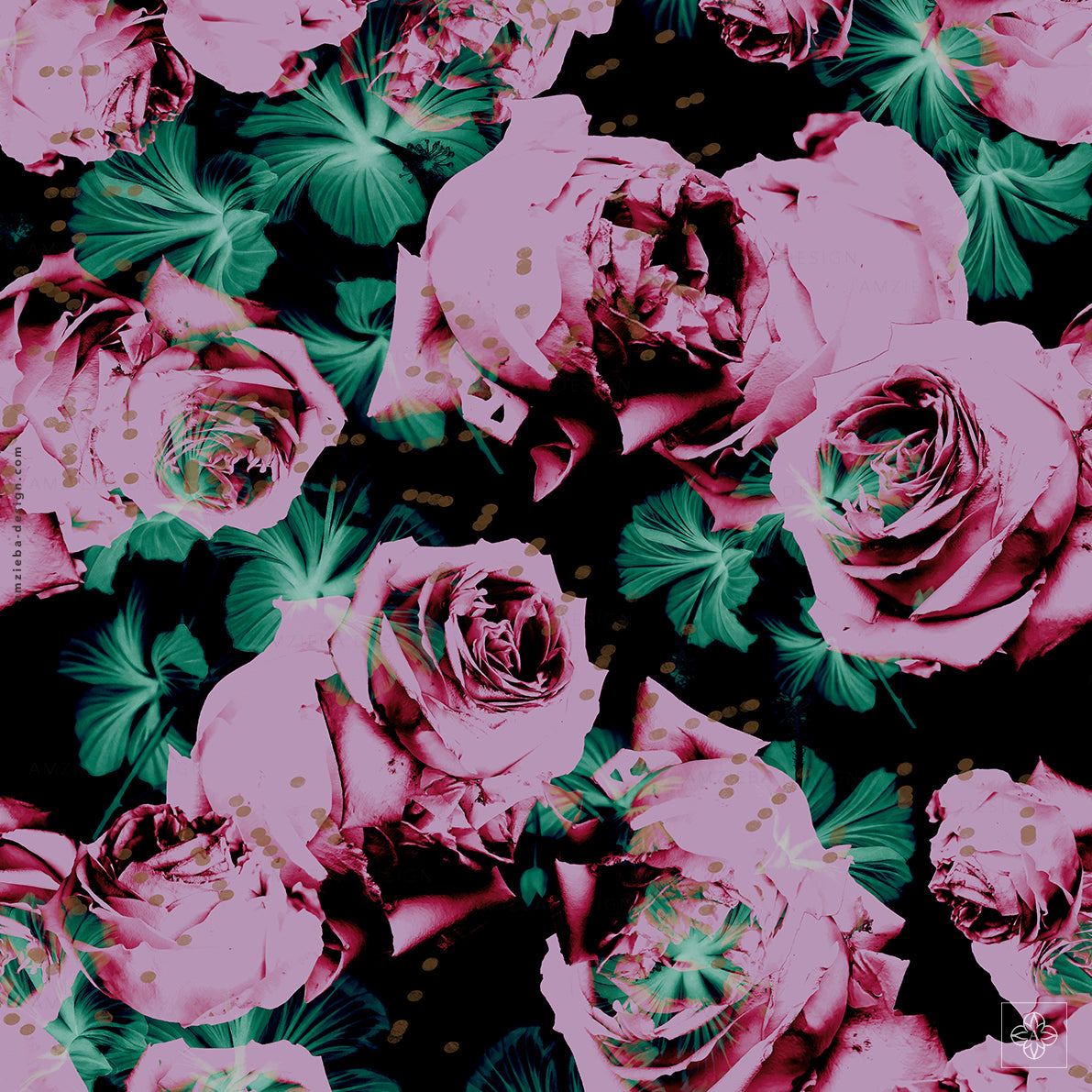 Roses Hibiscus Dots 280125A Seamless Pattern
